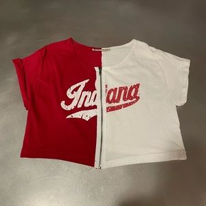 Indiana University split zip front short sleeve T-shirt